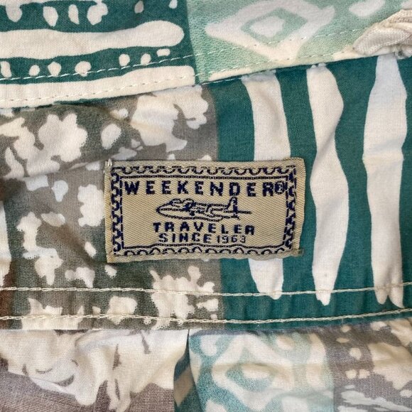 Vintage Weekender Traveler Mens Hawaiian Shirt XL Short Sleeve Button Up Green - Picture 5 of 9